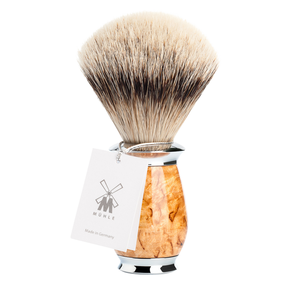 MUHLE - PURIST shaving brush, Karelian masur birch, silvertip badger 091 H 55