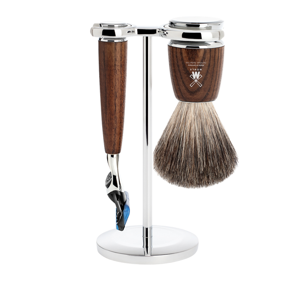MUHLE - RYTMO Steamed Ash Shaving Set Brush and Fusion S 81 H 220 F