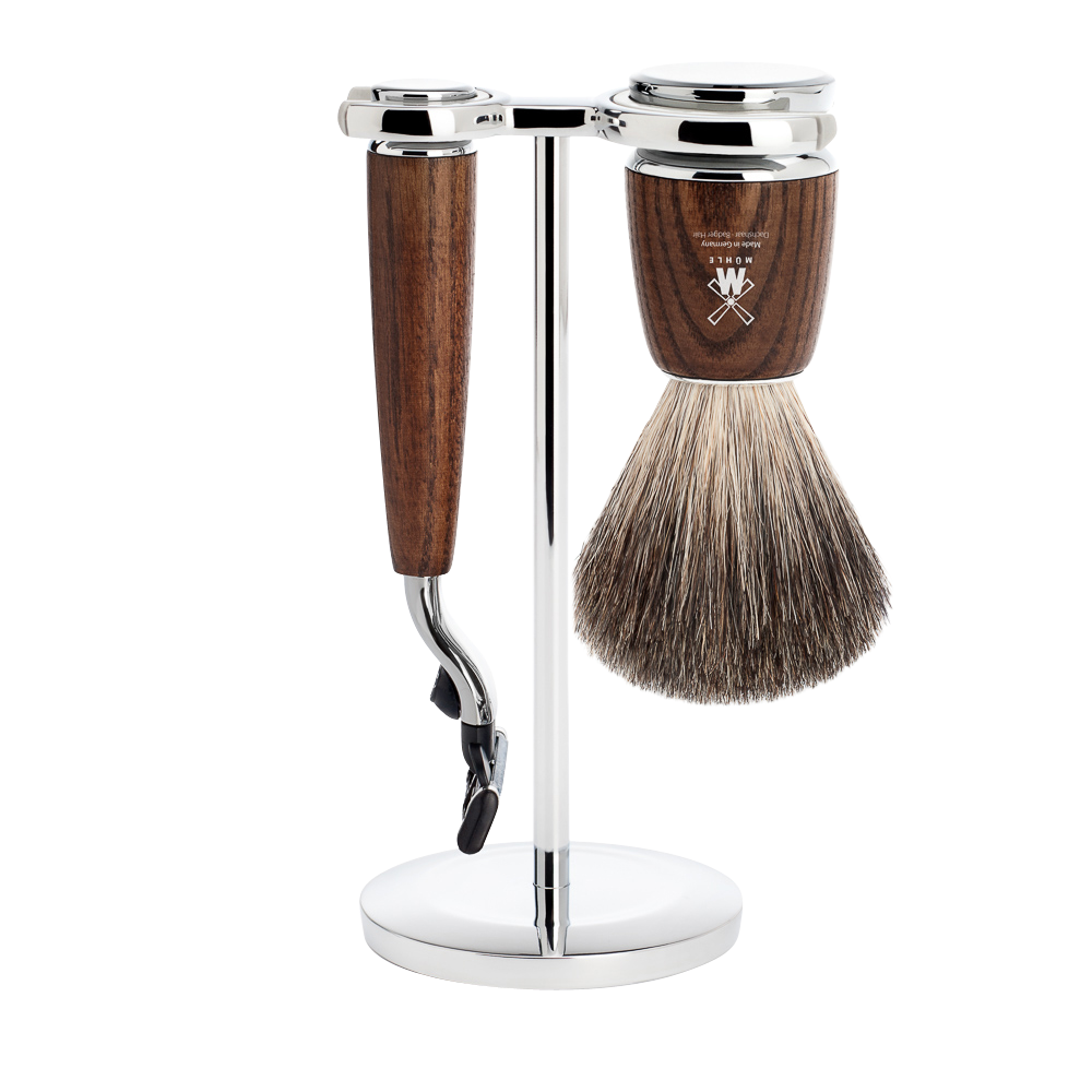 MUHLE - RYTMO Steamed Ash Shaving Set Brush and Mach 3 S 81 H 220 M3