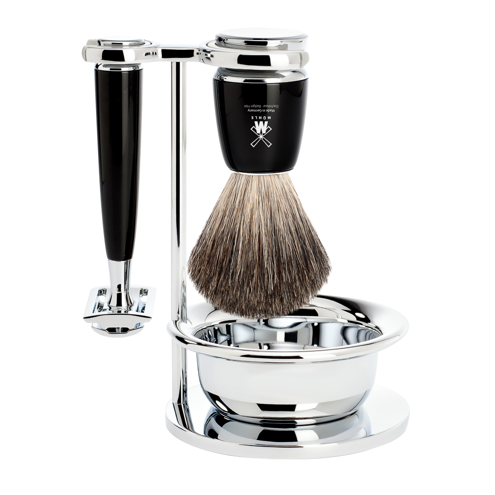 MUHLE - RYTMO Black Shaving Set Brush and Safety Razor with Bowl S 81 M 226 SSR
