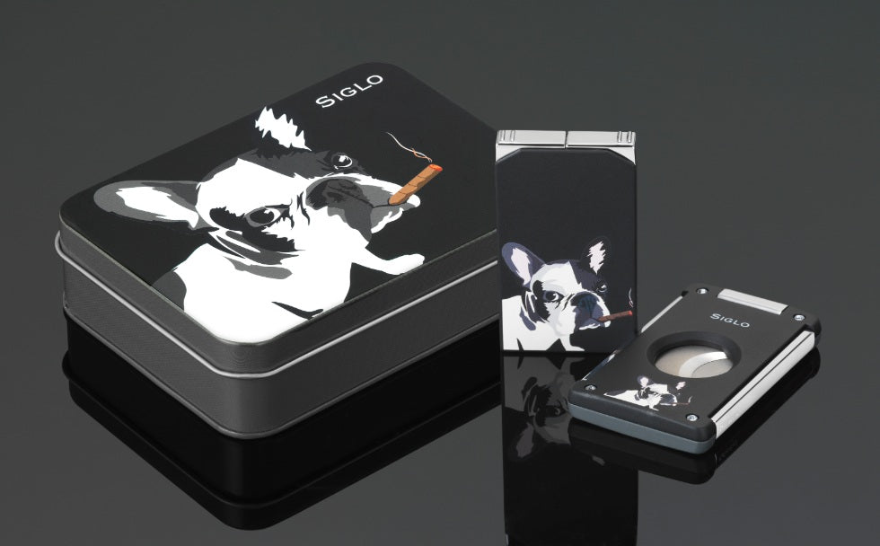 SIGLO DOG IN BLACK LIGHTER & CUTTER SET 10012657