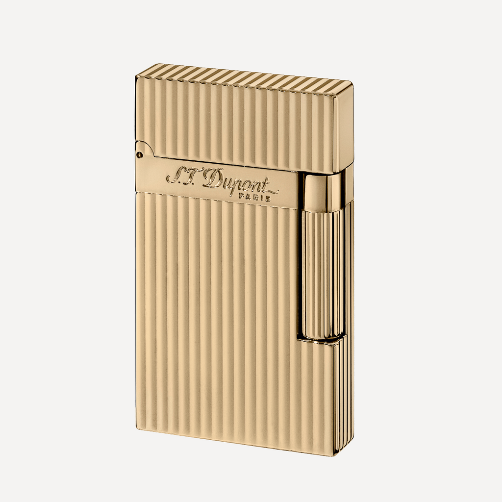 S.T. Dupont Line 2 VERTICAL LINES Yellow Gold Finish Soft Flame Lighter 016827