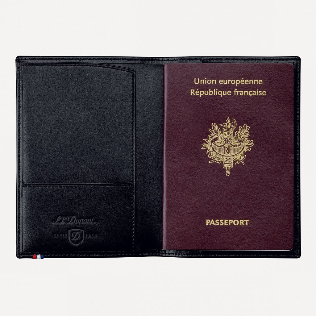 S.T. Dupont Passport Holder, Line D Leather, Black 180012
