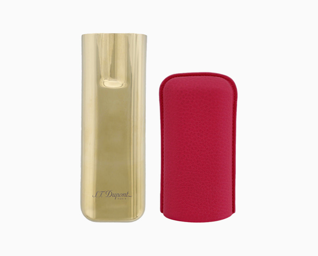 S.T. Dupont PINK GRAINED AND GOLD DOUBLE CIGAR CASE 183245