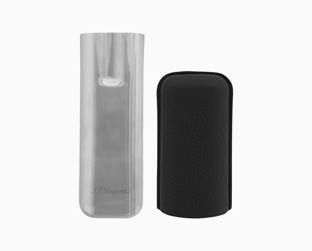 S.T. Dupont BLACK GRAINED AND CHROME DOUBLE CIGAR CASE 183260