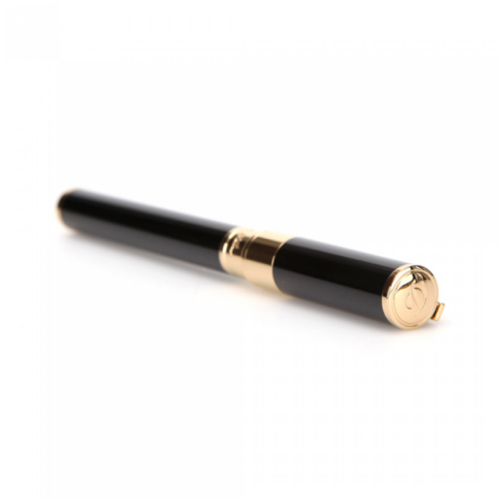 S.T. Dupont D-Initial Black and Yellow Gold Finish Black Rollerball Pen 262202