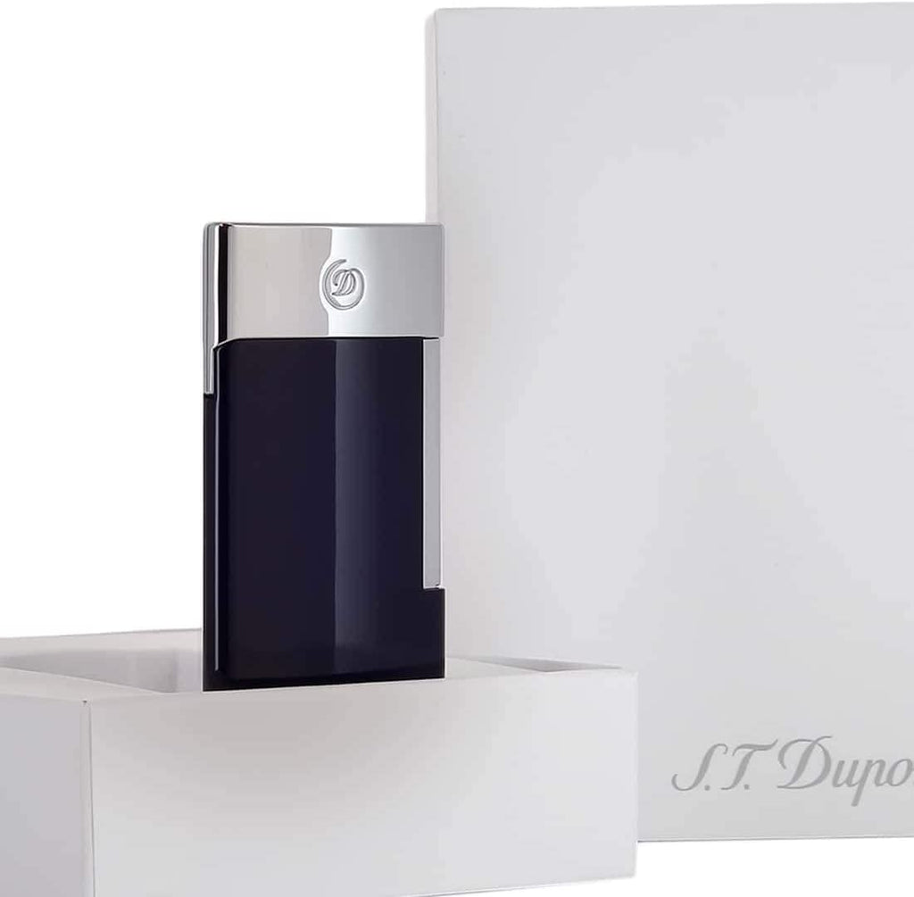 S.T. Dupont E-Slim Brushed Chrome and Blue  Electric Lighter 27008E
