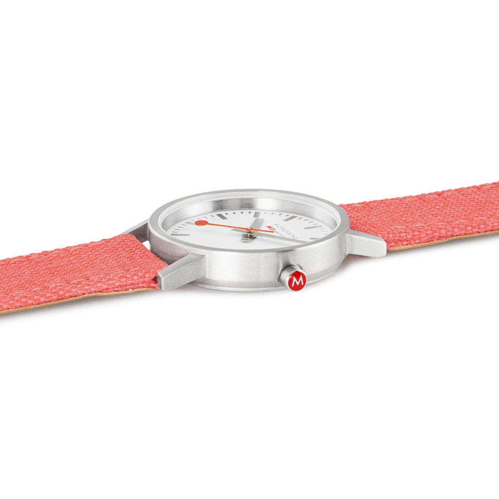 Mondaine Classic 30mm Coral-Red Textile Watch A658.30323.17SBP