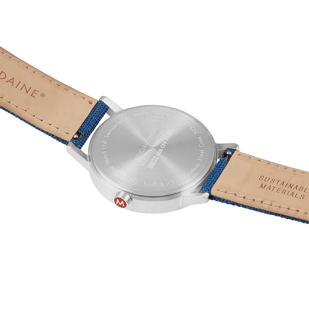 Mondaine Classic 40mm Navy-Blue Textile Watch A660.30360.17SBD
