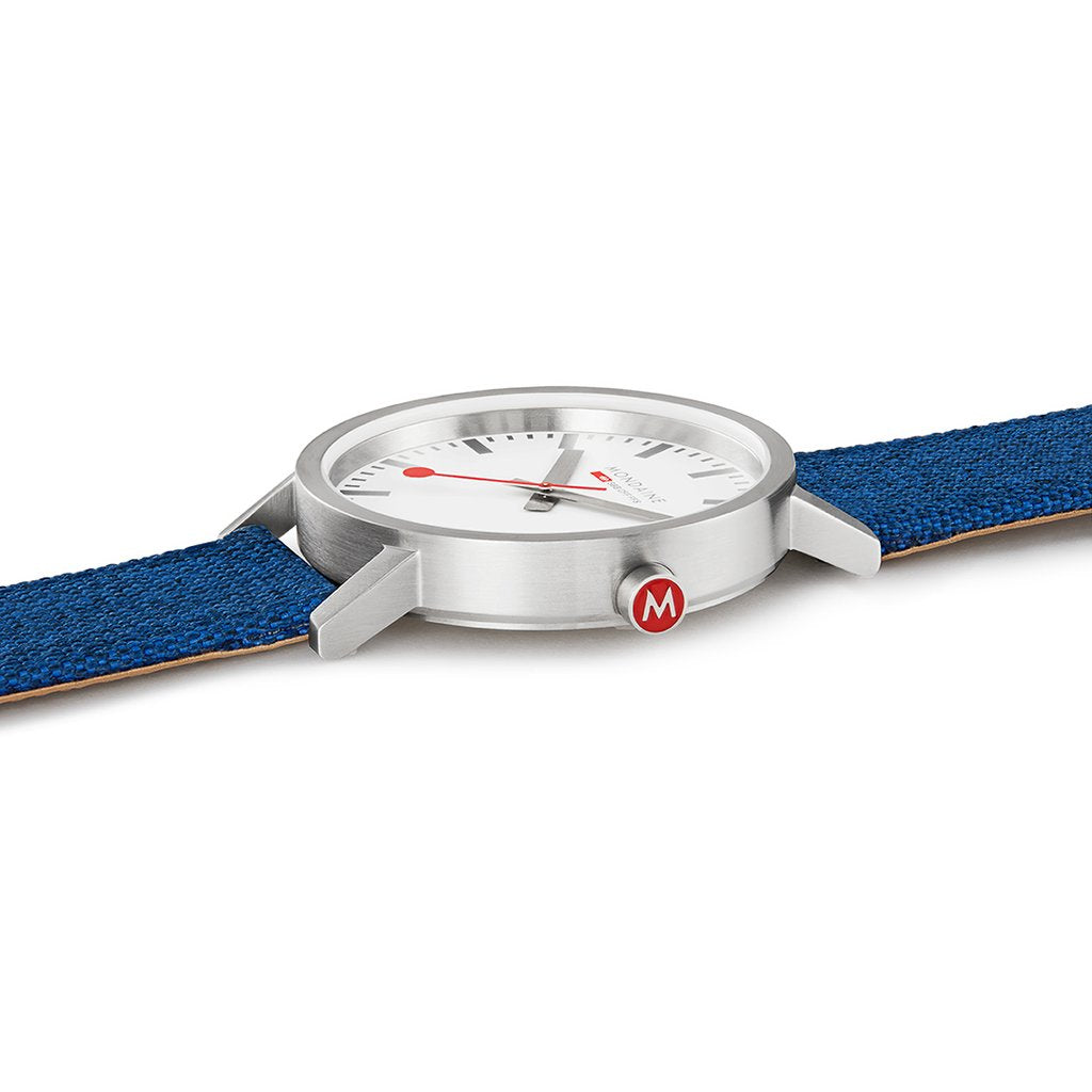 Mondaine Classic 40mm Navy-Blue Textile Watch A660.30360.17SBD