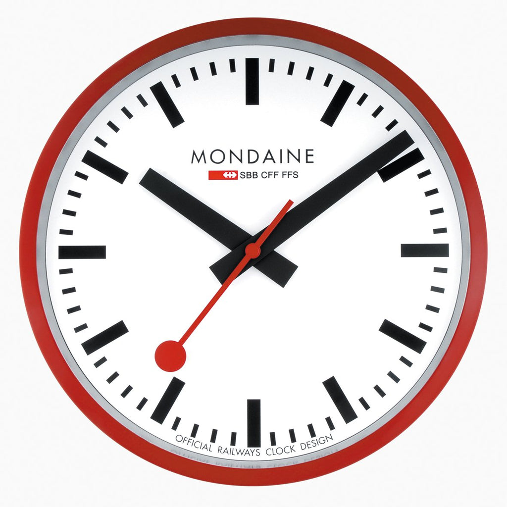 Mondaine Wall Clock Red Frame 25 cm A990.CLOCK.11SBC