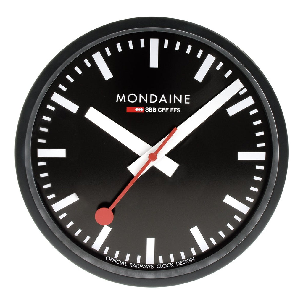 Mondaine Wall Clock Black Frame 25 cm A990.CLOCK.64SBB