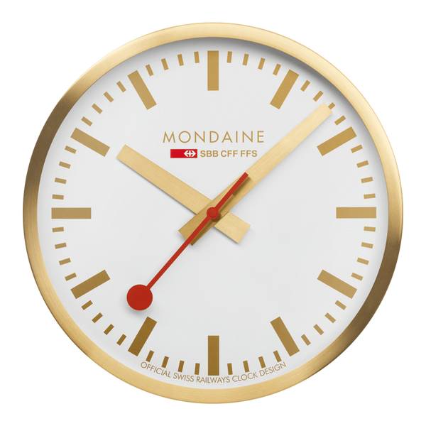 Mondaine Wall Clock Gold Frame 40 cm A995.CLOCK.17SBG