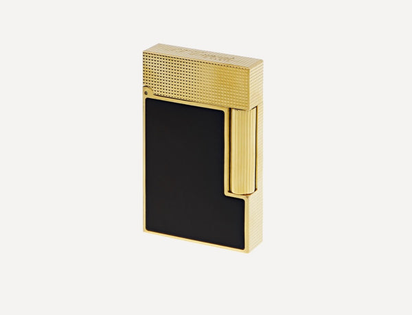 S.T. Dupont LIGHTER LIGNE 2 DIAMOND HEAD PATTERN YELLOW GOLD AND BLACK MATTE LAQUER-C16601
