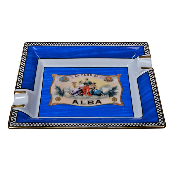 Elie Bleu - Flor De Alba Blue Porcelain Ashtray (2 cigar) AB12AUB