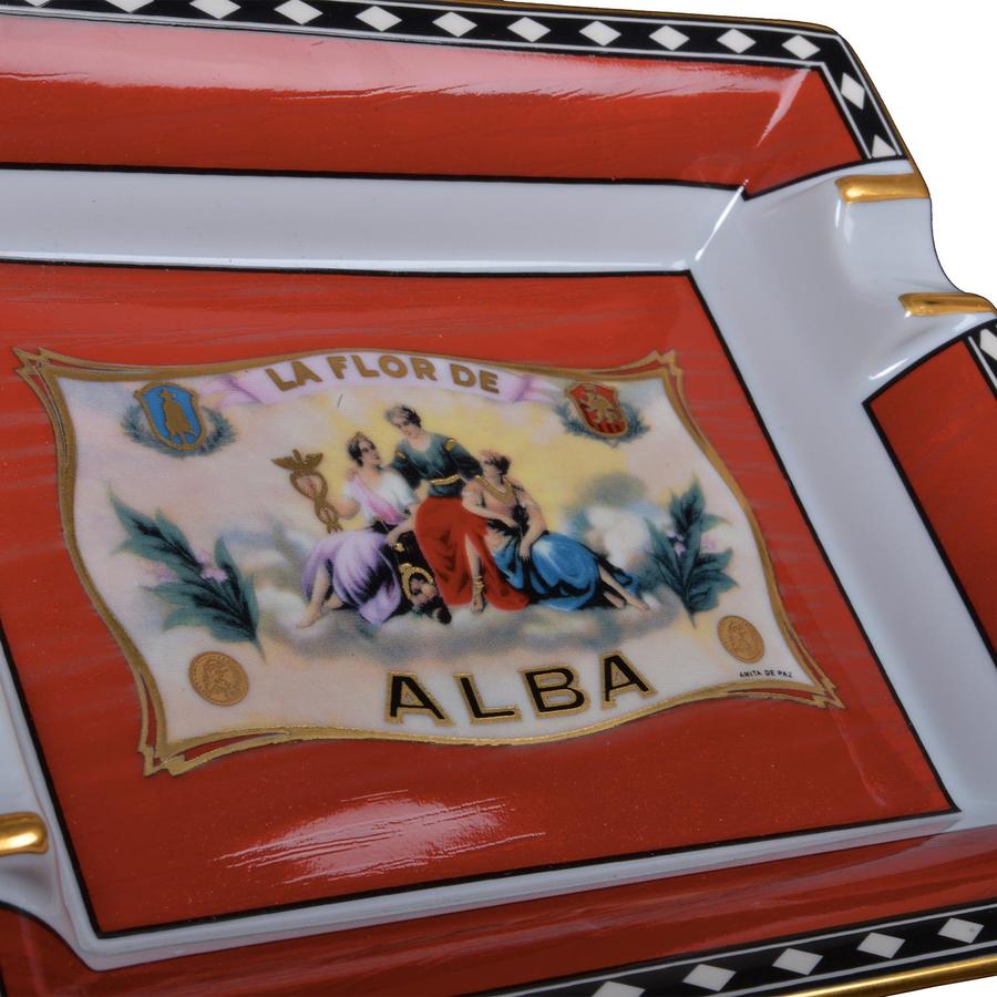 Elie Bleu Flor de Alba Red Porcelain Ashtray (2 cigar) AB12AUR