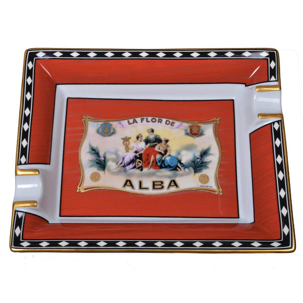 Elie Bleu Flor de Alba Red Porcelain Ashtray (2 cigar) AB12AUR