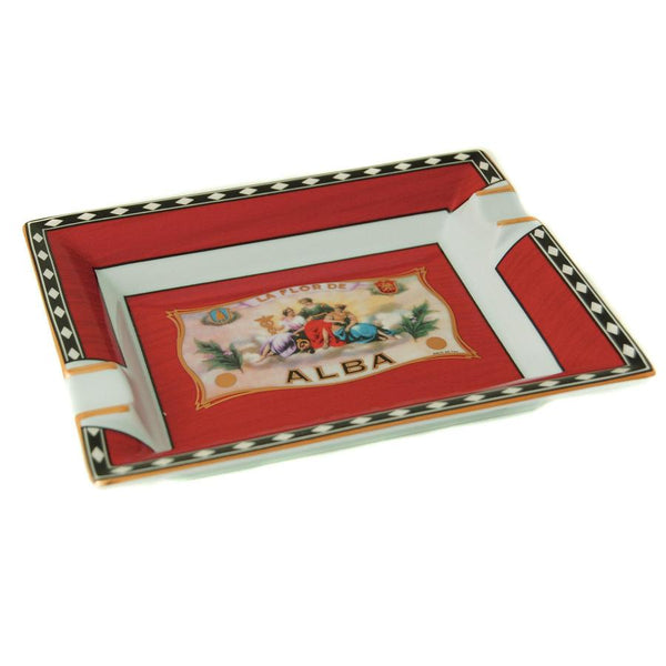 Elie Bleu Flor de Alba Red Porcelain Ashtray (2 cigar) AB12AUR