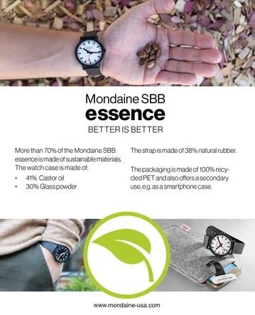 MONDAINE essence, 41mm, vegan sustainable watch, MS1.41110.RB