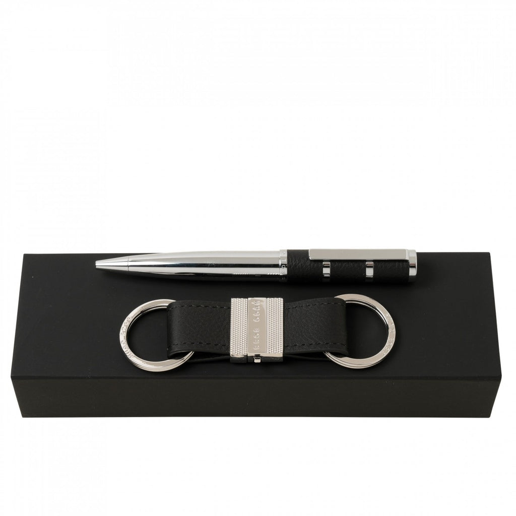 Hugo Boss Storyline Black Ballpoint Pen/Key Ring Set HPBK945A