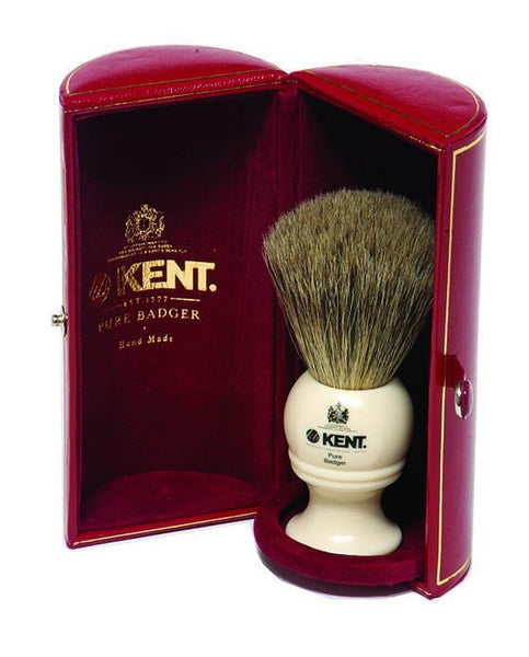 Kent Shaving Brush, Pure Grey Badger, Medium Ivory
