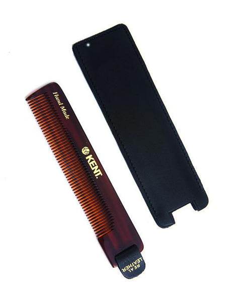 Kent K-NU22 Comb, Fine Tooth With Leather Tab & Case (120mm/4.7in)
