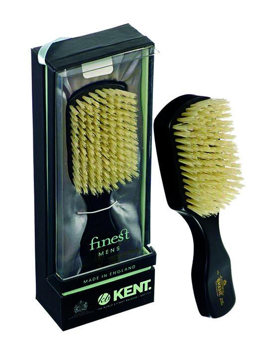 K-OE1 Kent Men's Brush, Rectangular Head, White Bristles, Ebonywood