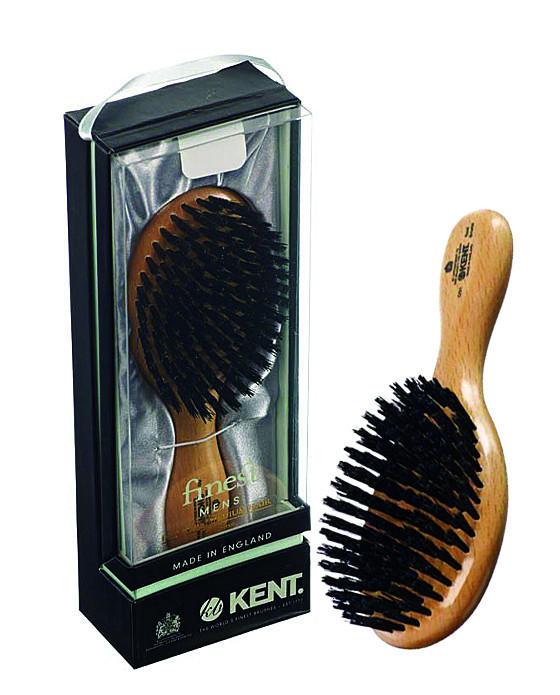 Kent Men's Brush, Oval Head, Black Bristles, Satinwood