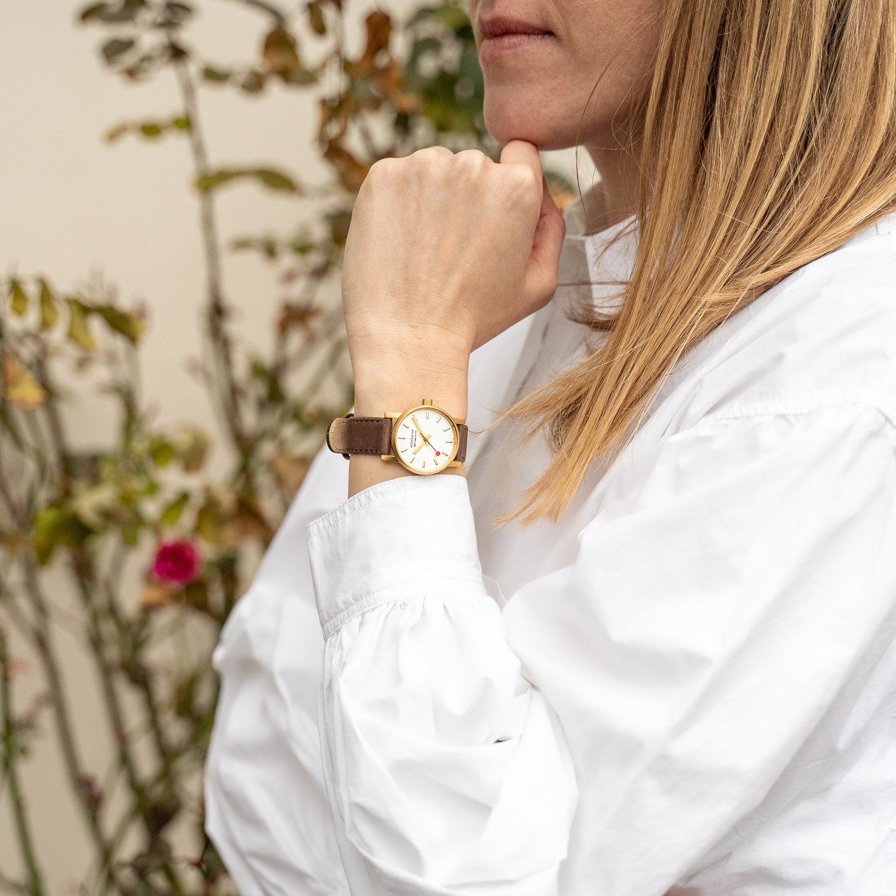 MONDAINE EVO2 30mm, PETIT GOLD CASE- BROWN LEATHER WATCH MSE.30112.LG ...