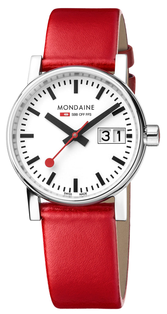 MONDAINE evo2, 30mm, red leather watch, MSE.30210.LC