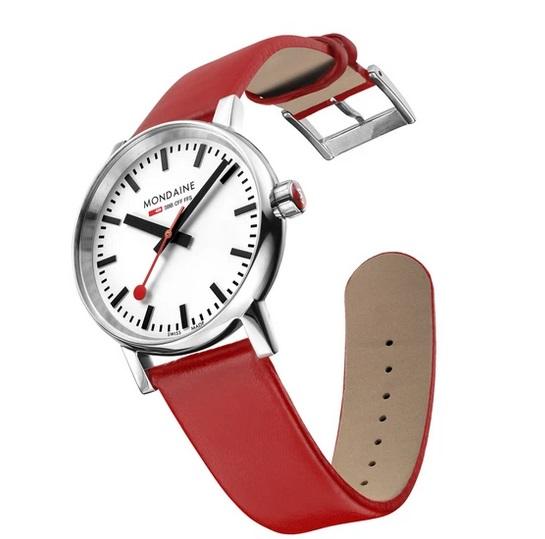 MONDAINE evo2, 35mm, red leather watch, MSE.35110.LC