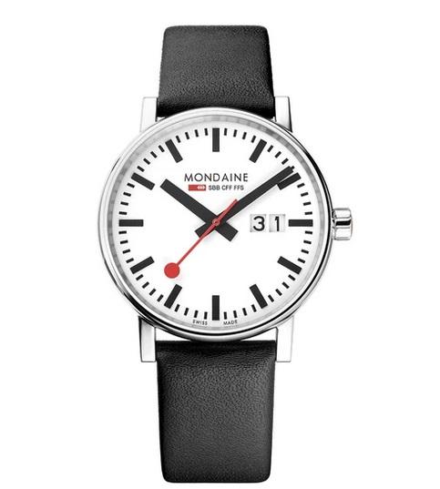 MONDAINE evo2, 40mm, black leather watch, MSE.40210.LB