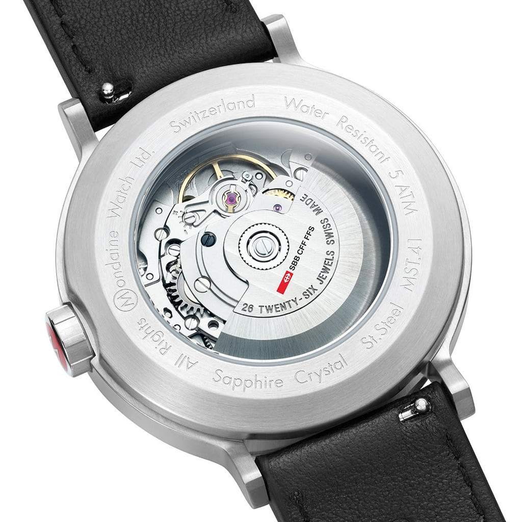 MONDAINE Automatic Backlight , 41mm, Black Leather Watch, MST.4161B.LB ORIG.AUTO