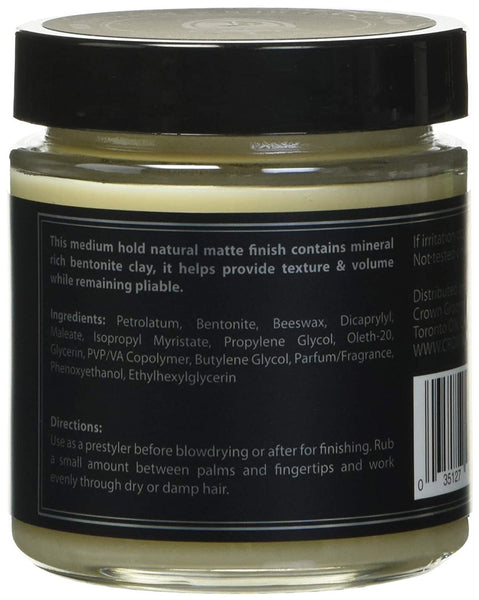 Crown Shaving Matte Styling Clay - 4 Ounce Jar