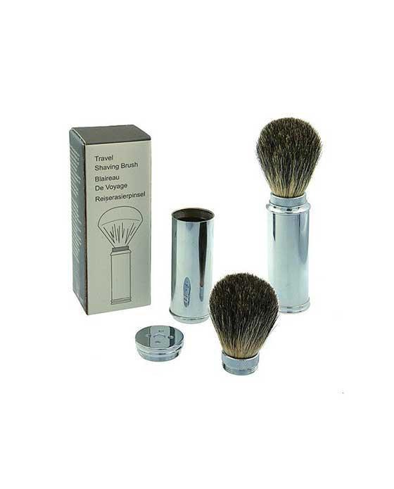 PureBadger Collection Travel Shave Brush, Brass with Badger Hair