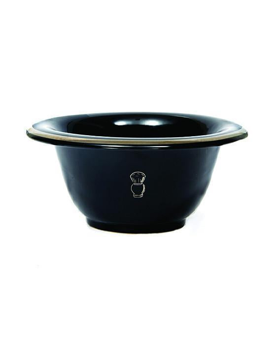 PureBadger Collection Shaving Bowl, Black Porcelain With Silver Rim