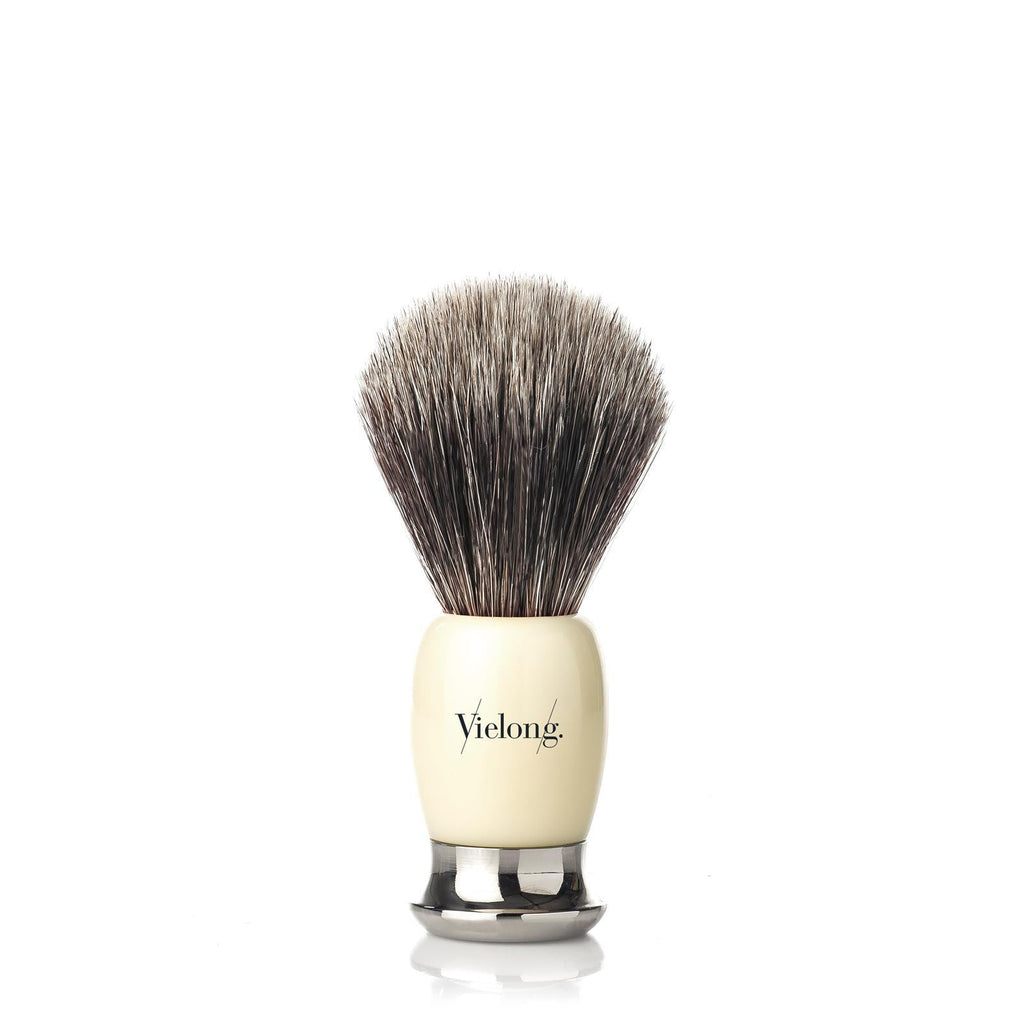 Vie-Long Shaving Brush, Brown Horse Hair Acrylic & Metal, Ivory & Silver  VL-14030