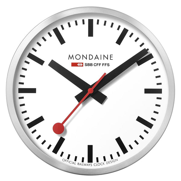 Mondaine Wall Clock Silver Frame 40 cm A995.CLOCK.16SBB SILVER