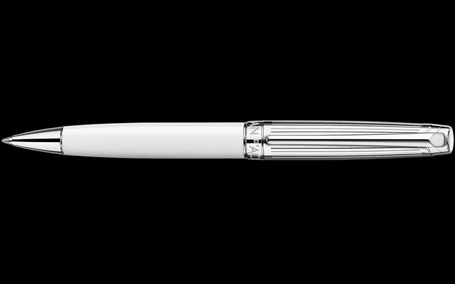Caran D'ache Silver-Plated, Rhodium-Coated LÉMAN BICOLOR White Ballpoint Pen
