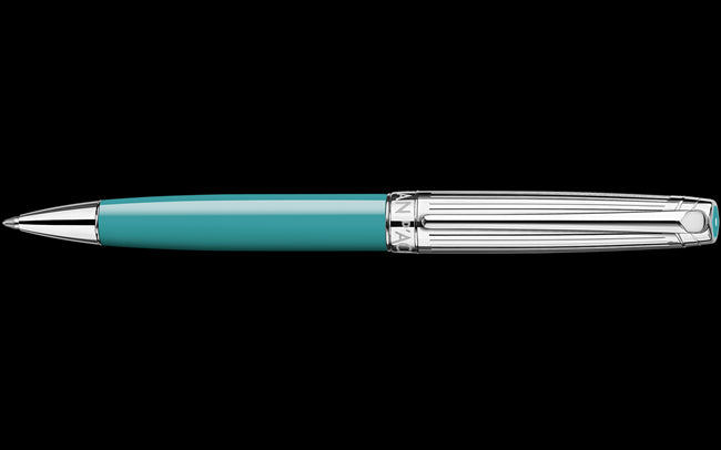Caran D'ache Silver-Plated, Rhodium-Coated LÉMAN BICOLOR Turquoise Ballpoint Pen