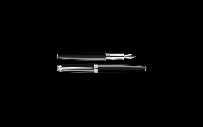 Caran d’Ache Silver-Plated, Rhodium-Coated LÉMAN EBONY BLACK Fountain Pen