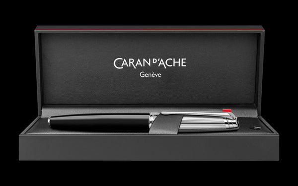 Caran D'ache Silver-Plated, Rhodium-Coated LÉMAN BICOLOR Black Roller Pen