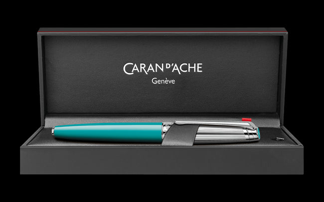 Caran D'ache Silver-Plated, Rhodium-Coated LÉMAN BICOLOR Turquoise Roller Pen