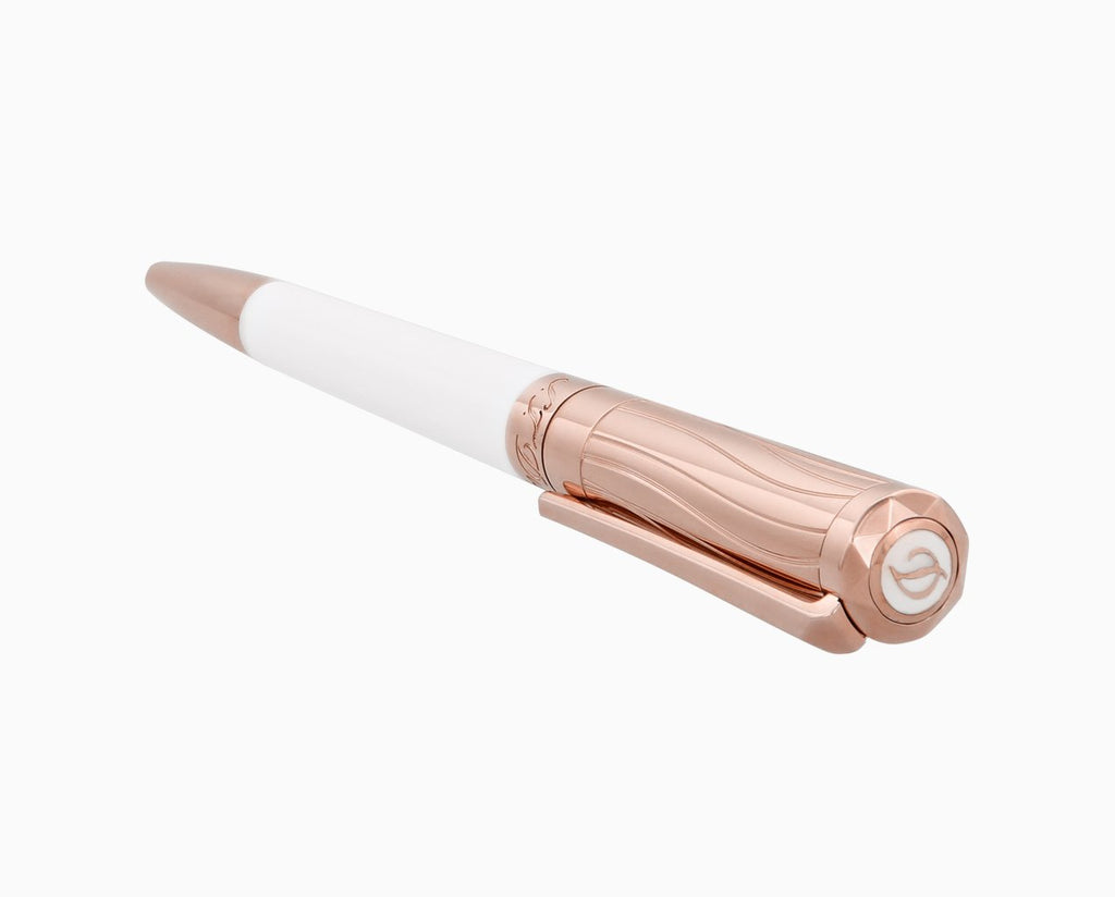S.T. Dupont LIBERTÉ WHITE LACQUER AND ROSE GOLD BALLPOINT PEN - 465398