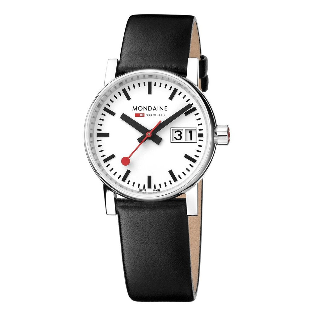 MONDAINE evo2, 30mm, Black leather watch, MSE.30210.LB