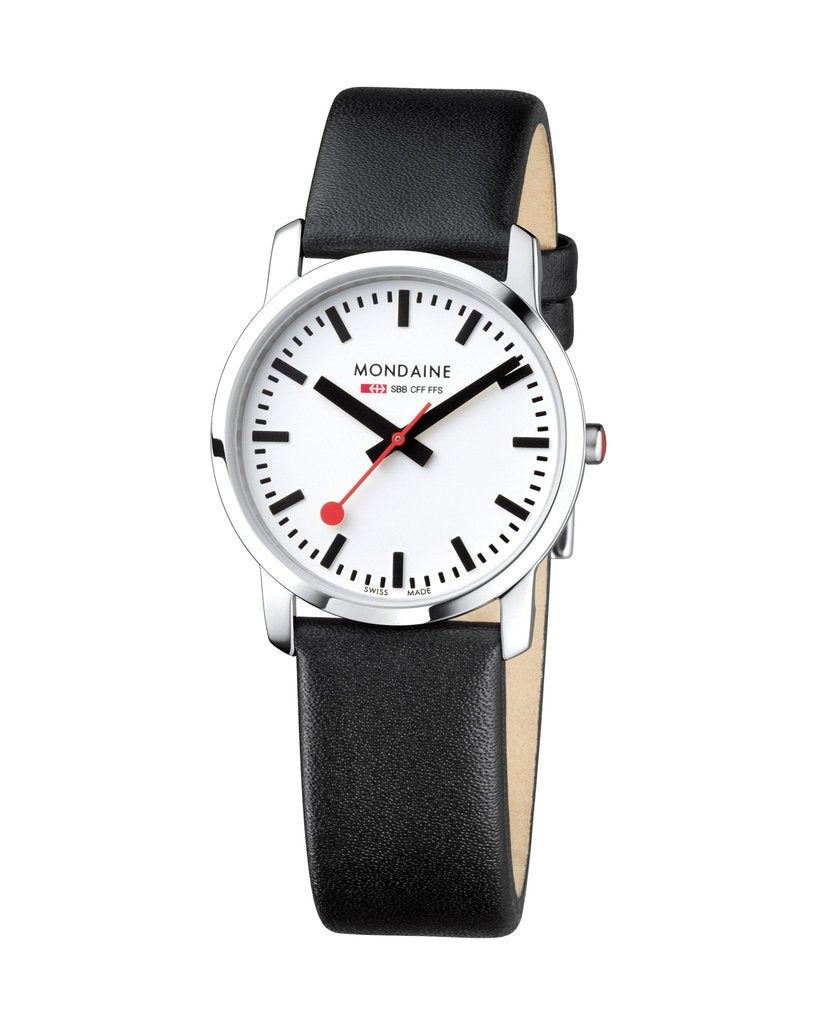 Mondaine Simply Elegant 36 mm Black Leather Watch A400.30351.11SBB