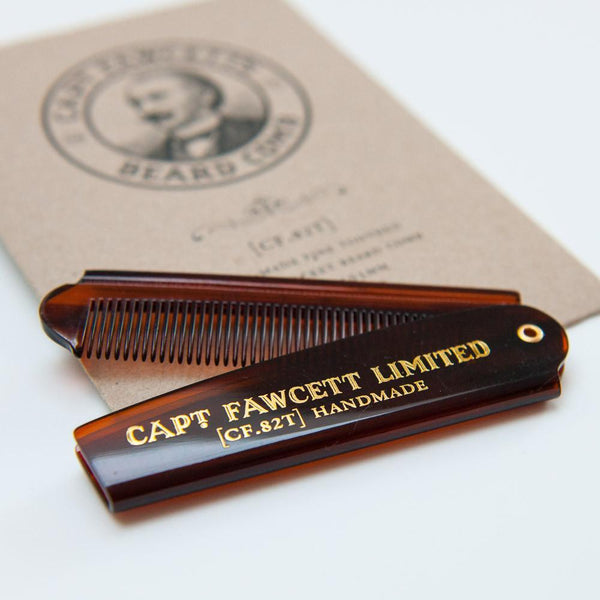 Captain Fawcett's Beard Oil & Folding Pocket Beard Comb Gift Set (Booze & Baccy)